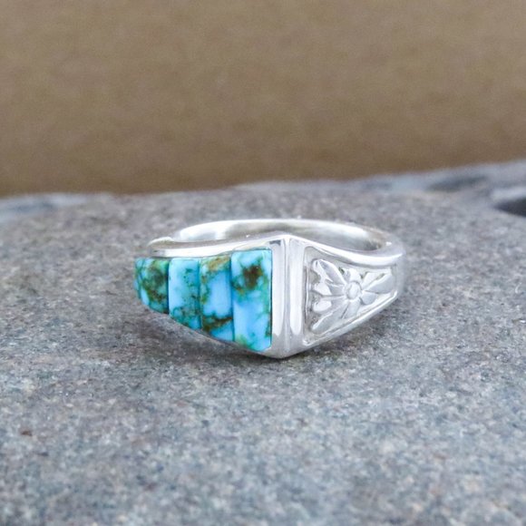 Native American Cobblestone Turquoise and Sterling Silver Statement Ring SZ 7 - Picture 11 of 11